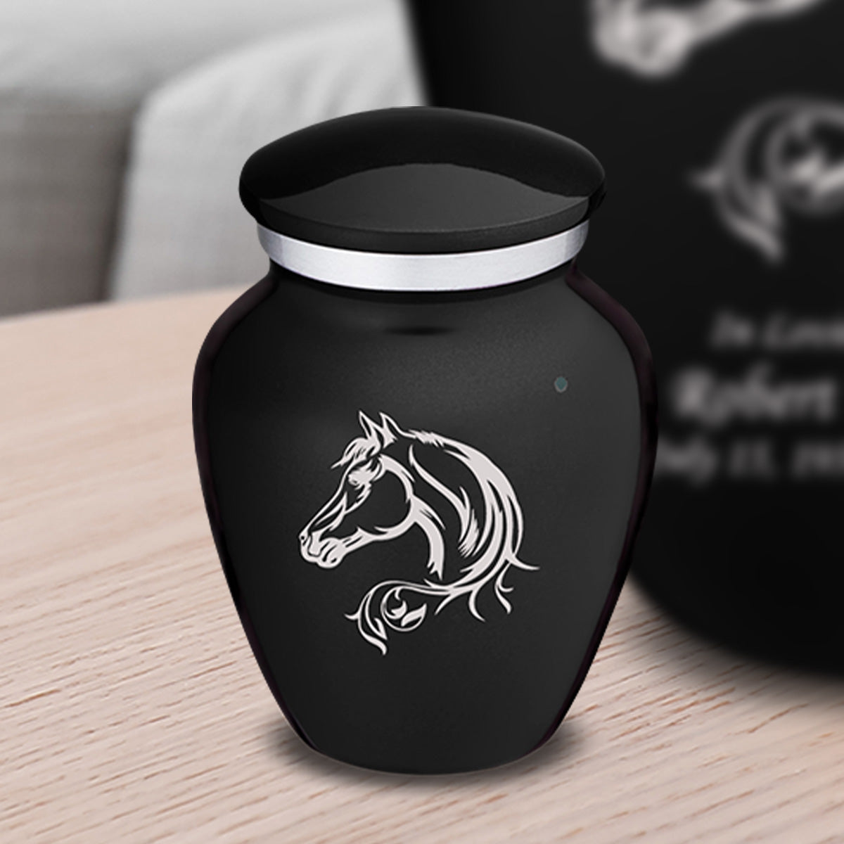 Keepsake Embrace Black Horse Cremation Urn
