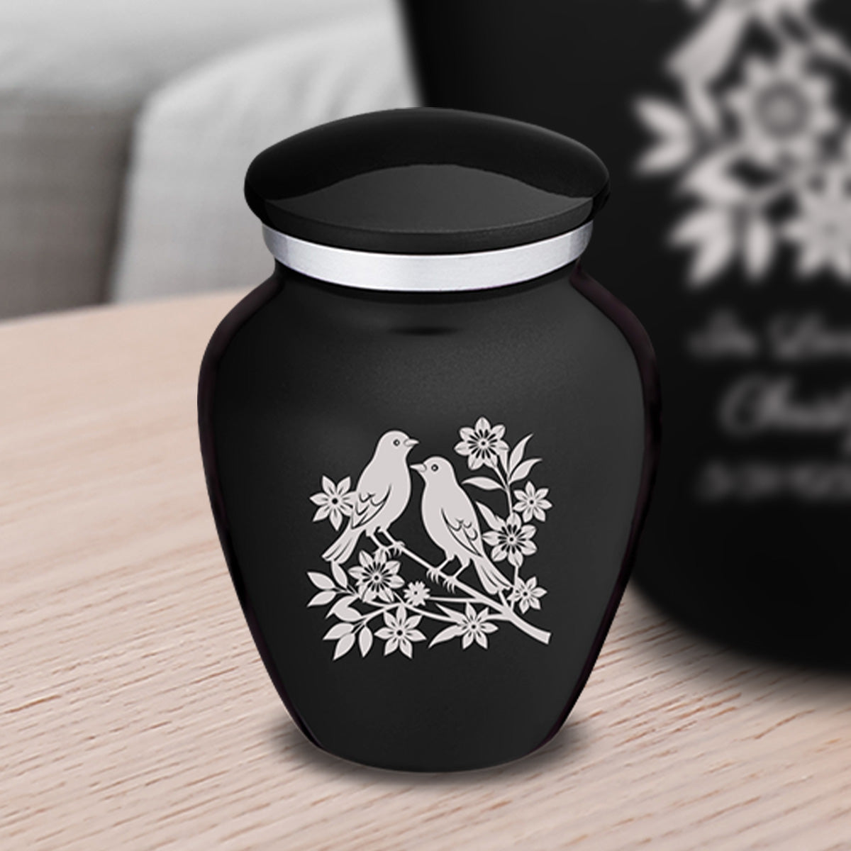 Keepsake Embrace Black Songbirds Cremation Urn