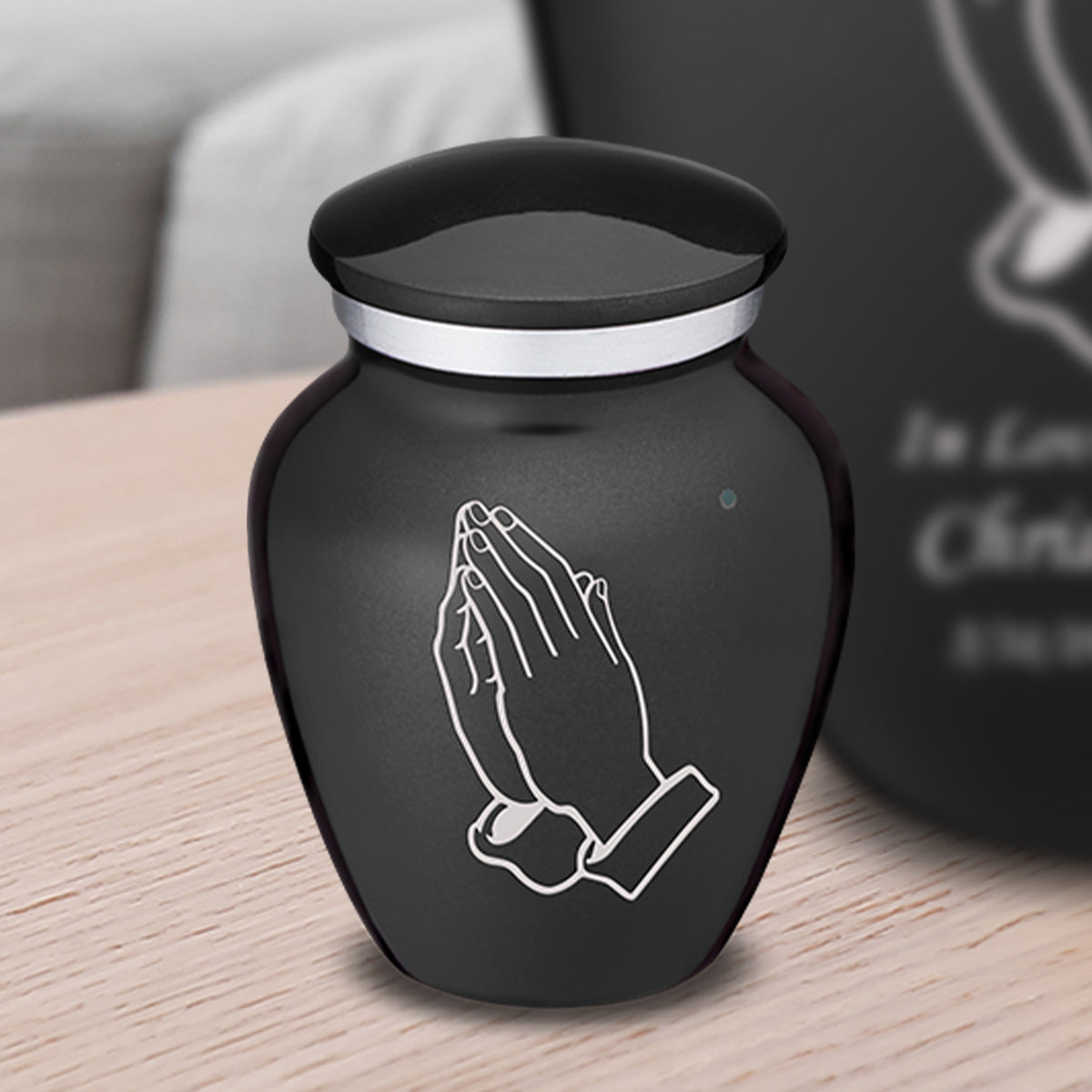 Keepsake Embrace Charcoal Praying Hands Cremation Urn
