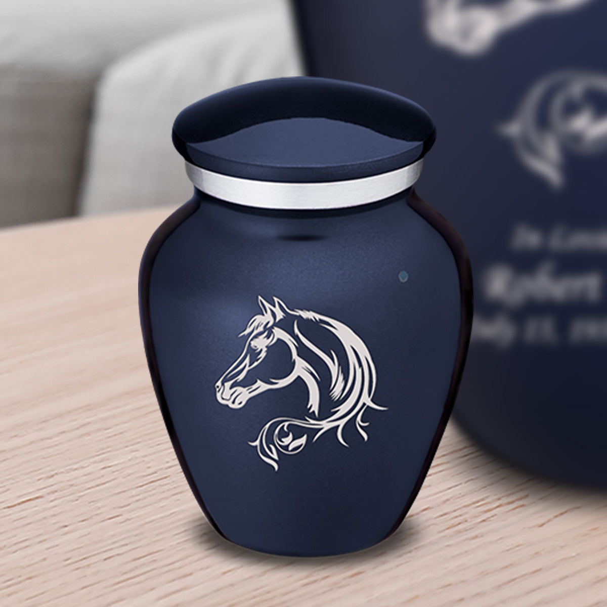 Keepsake Embrace Cobalt Blue Horse Cremation Urn