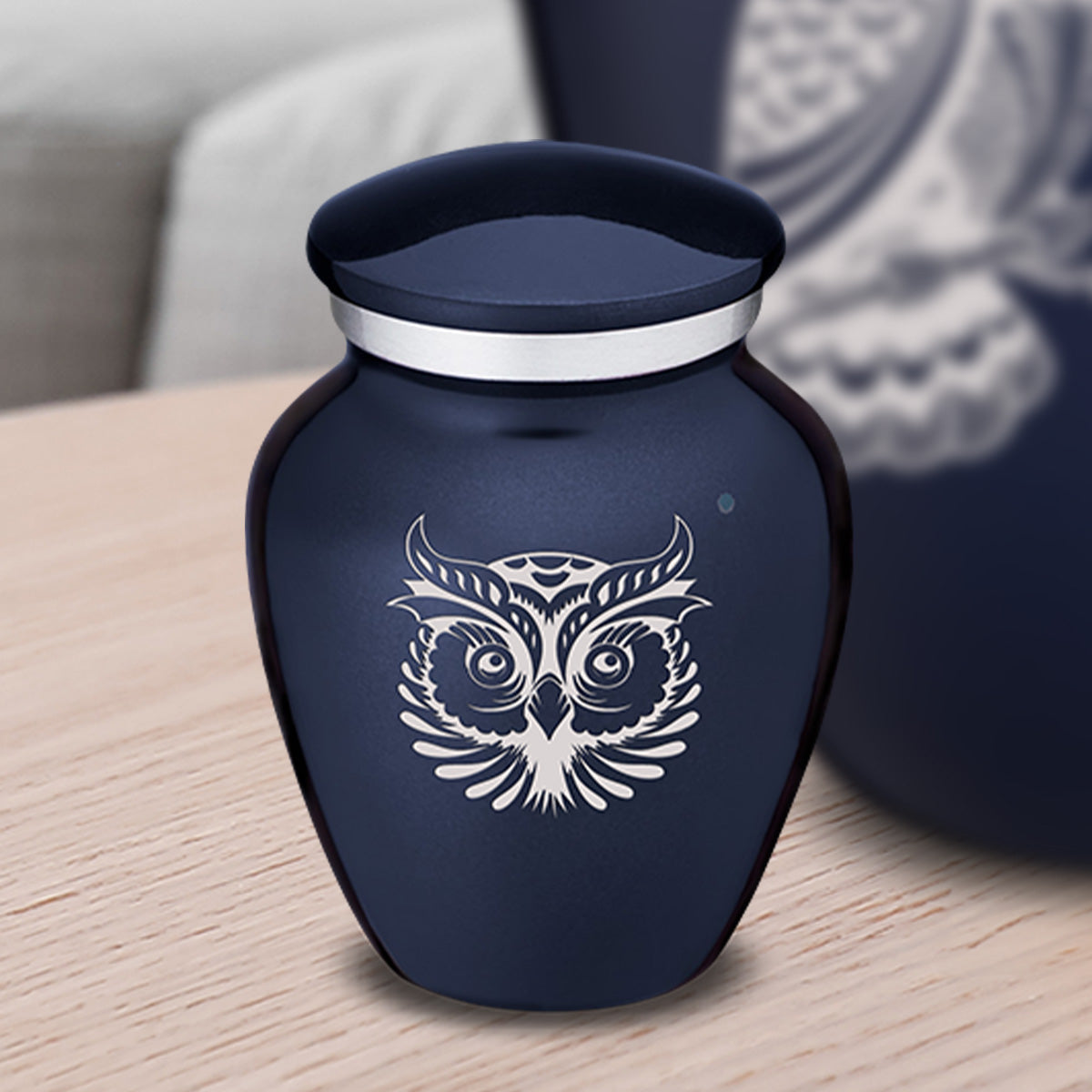 Keepsake Embrace Cobalt Blue Owl Cremation Urn
