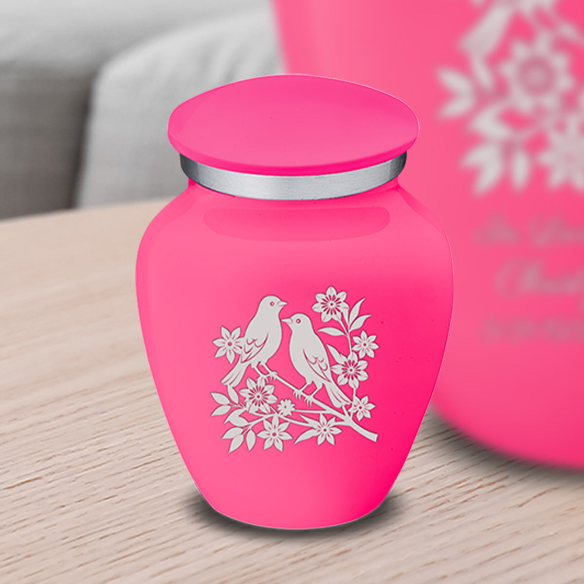 Keepsake Embrace Bright Pink Songbirds Cremation Urn