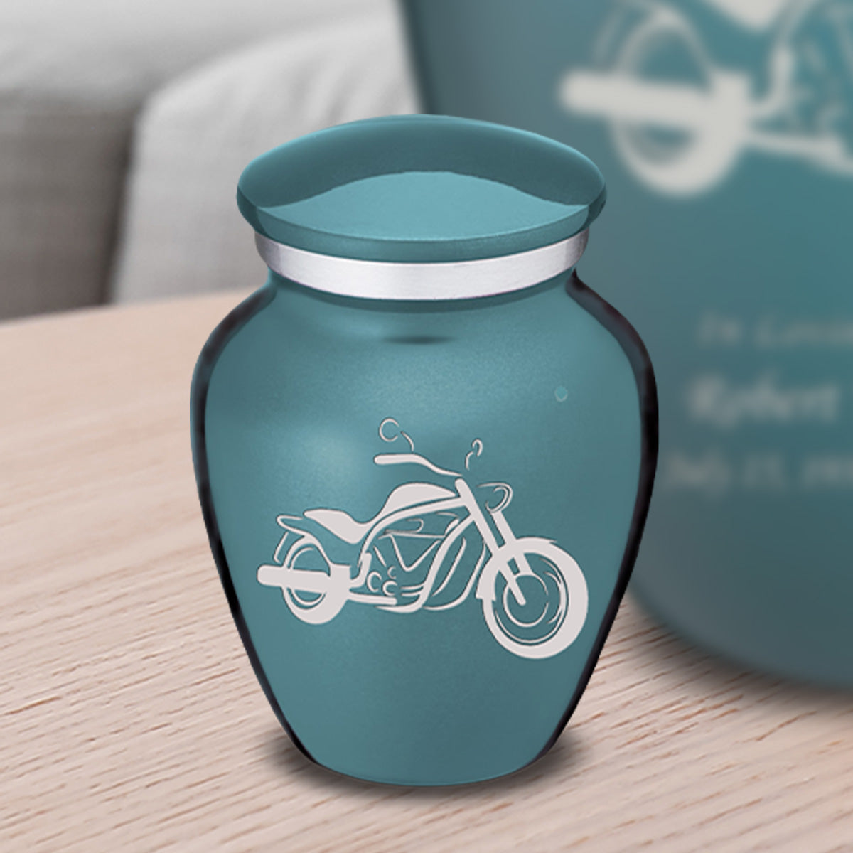 Keepsake Embrace Teal Motorcycle Cremation Urn