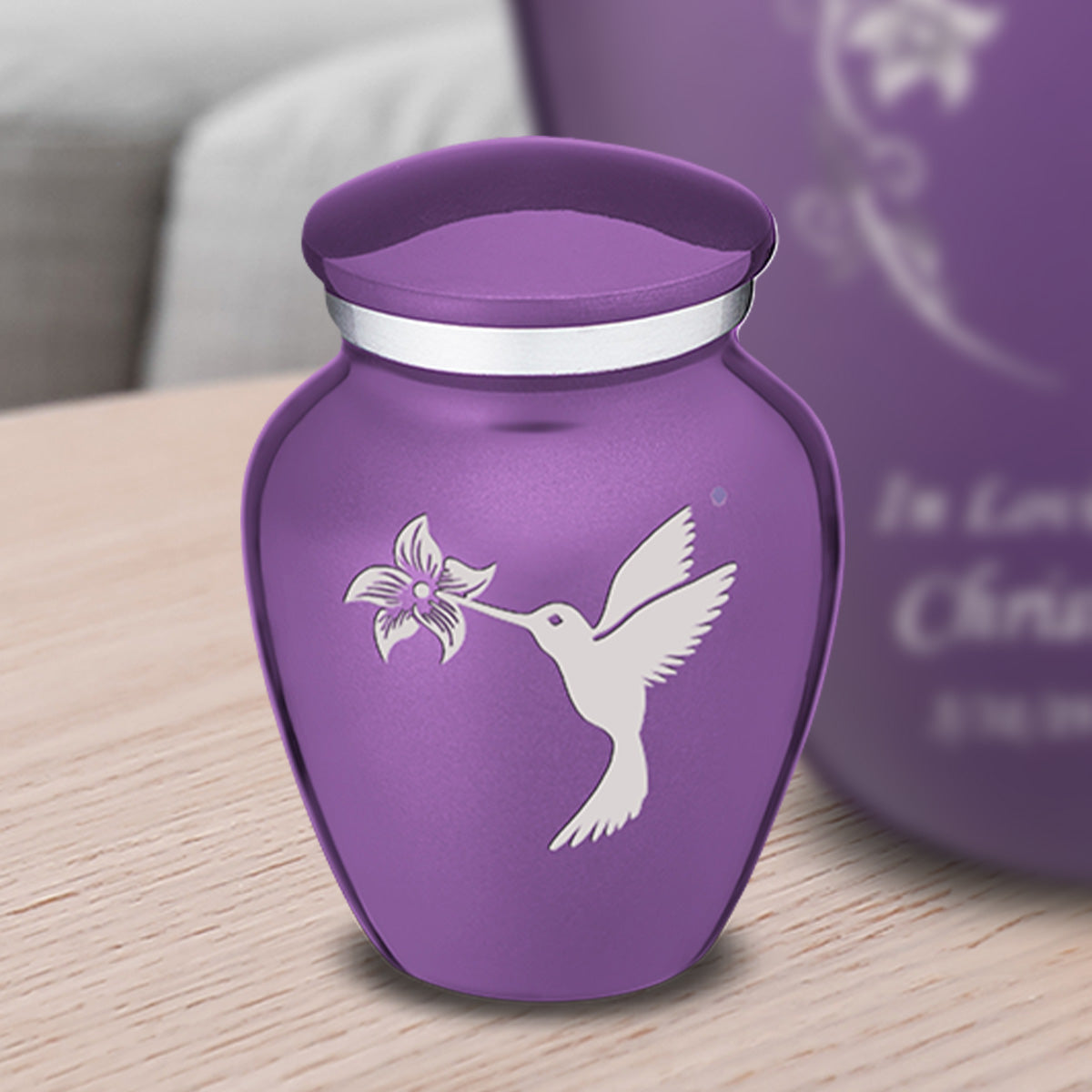 Keepsake Embrace Purple Hummingbird Cremation Urn