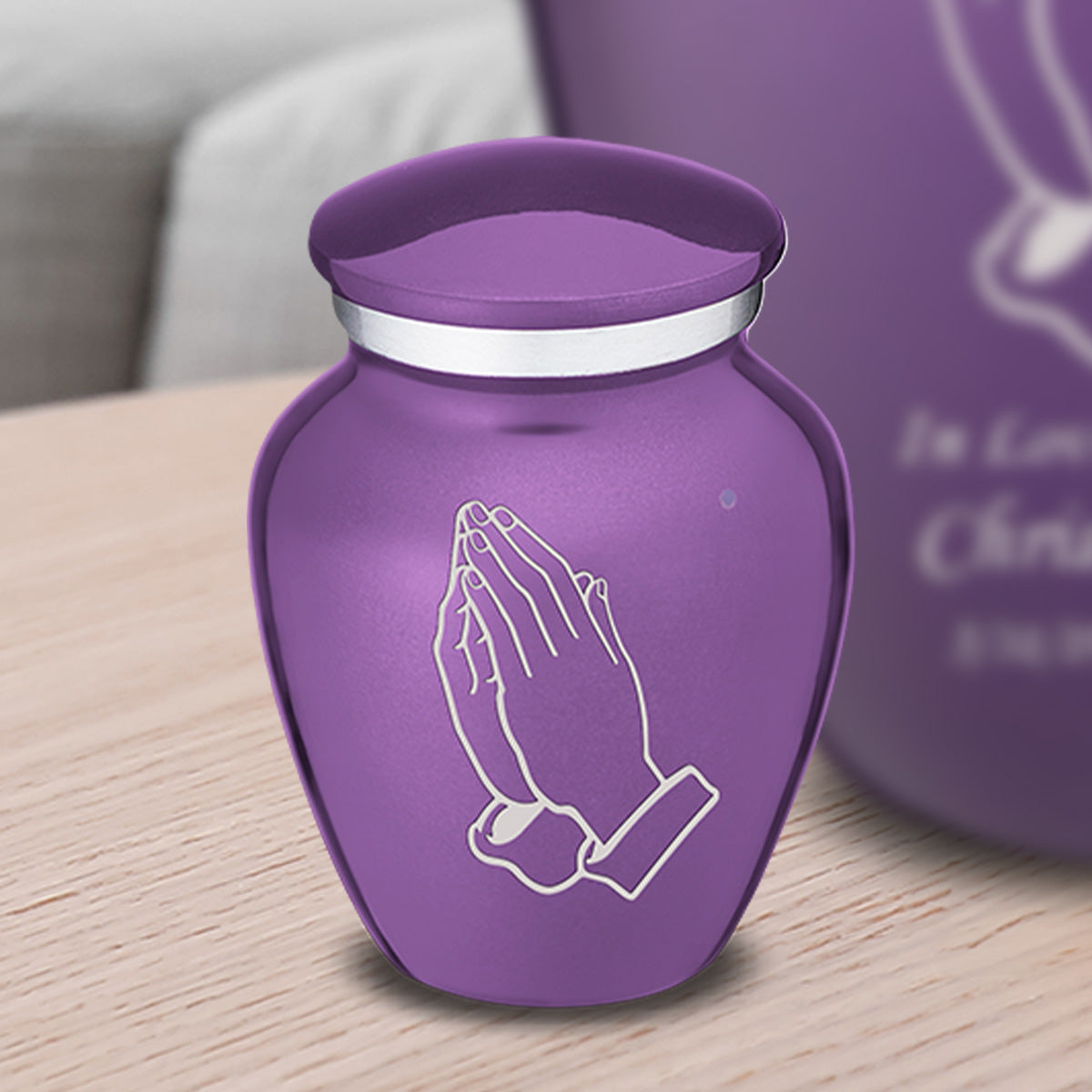 Keepsake Embrace Purple Praying Hands Cremation Urn