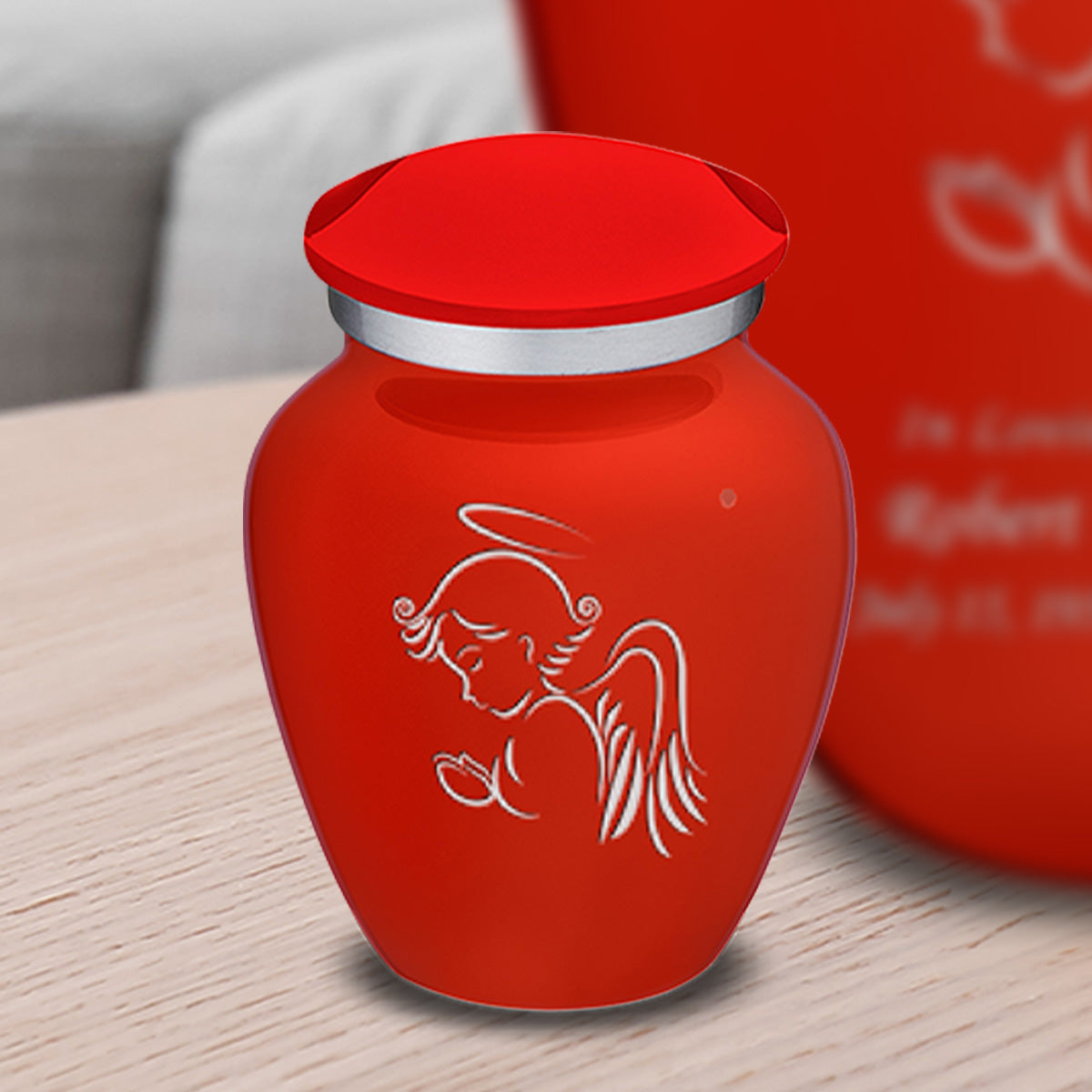 Keepsake Embrace Bright Red Angel Cremation Urn