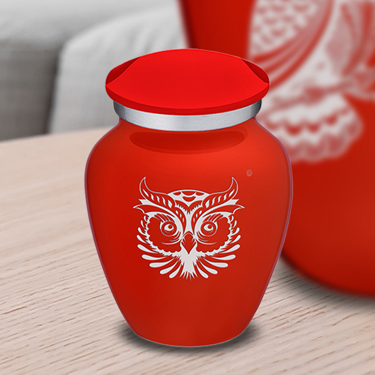 Keepsake Embrace Bright Red Owl Cremation Urn