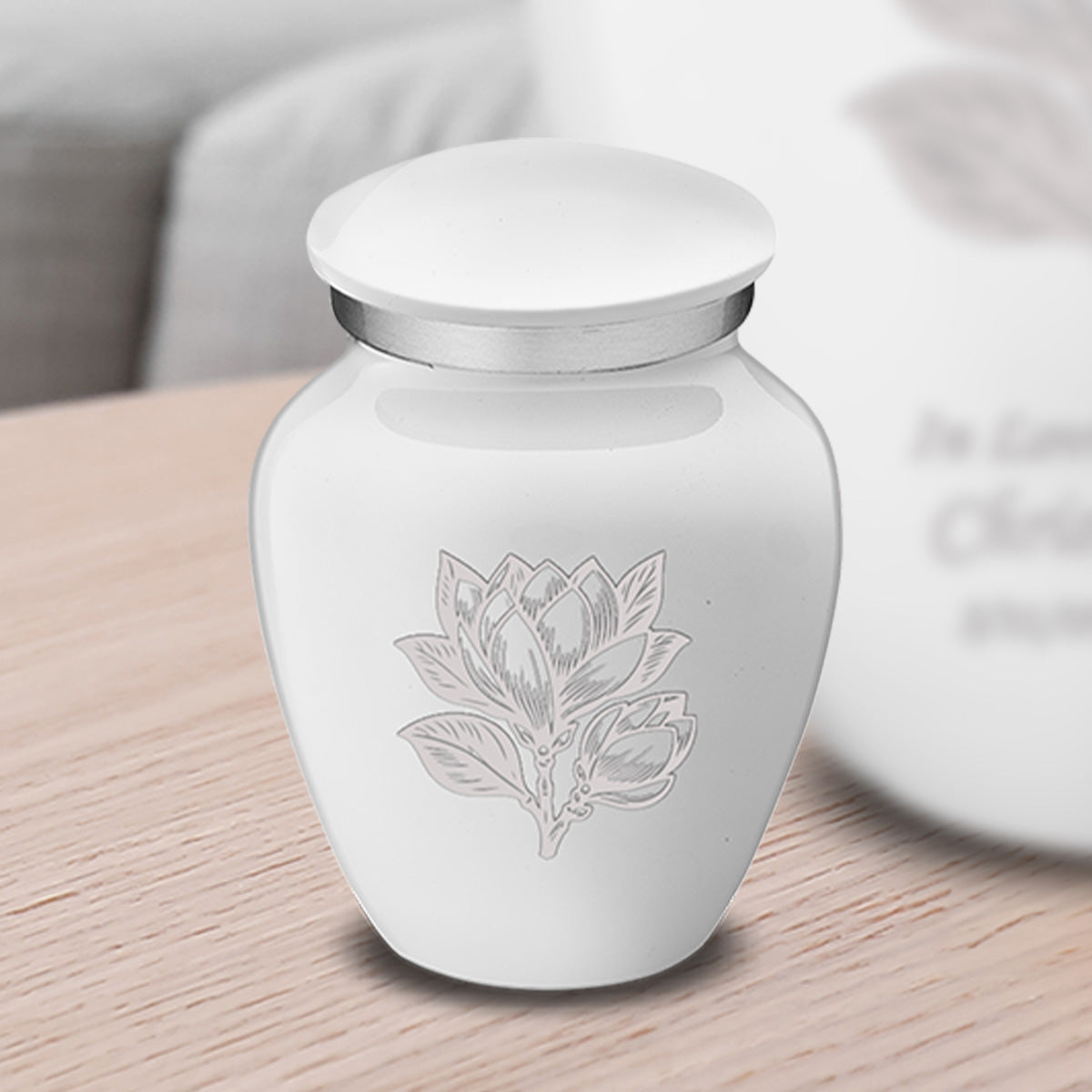 Keepsake Embrace White Magnolia Flower Cremation Urn