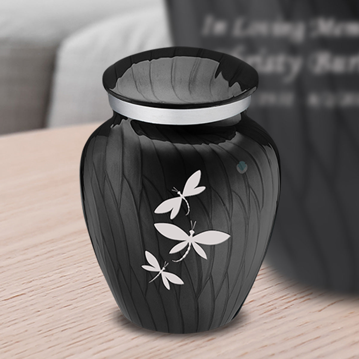 Keepsake Embrace Pearl Black Dragonflies Cremation Urn