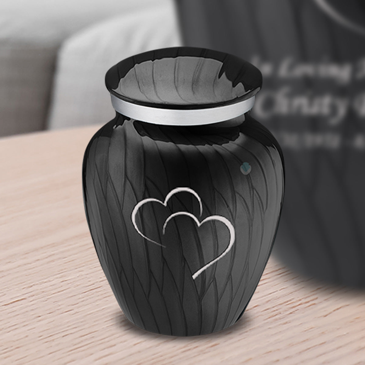 Keepsake Embrace Pearl Black Hearts Cremation Urn