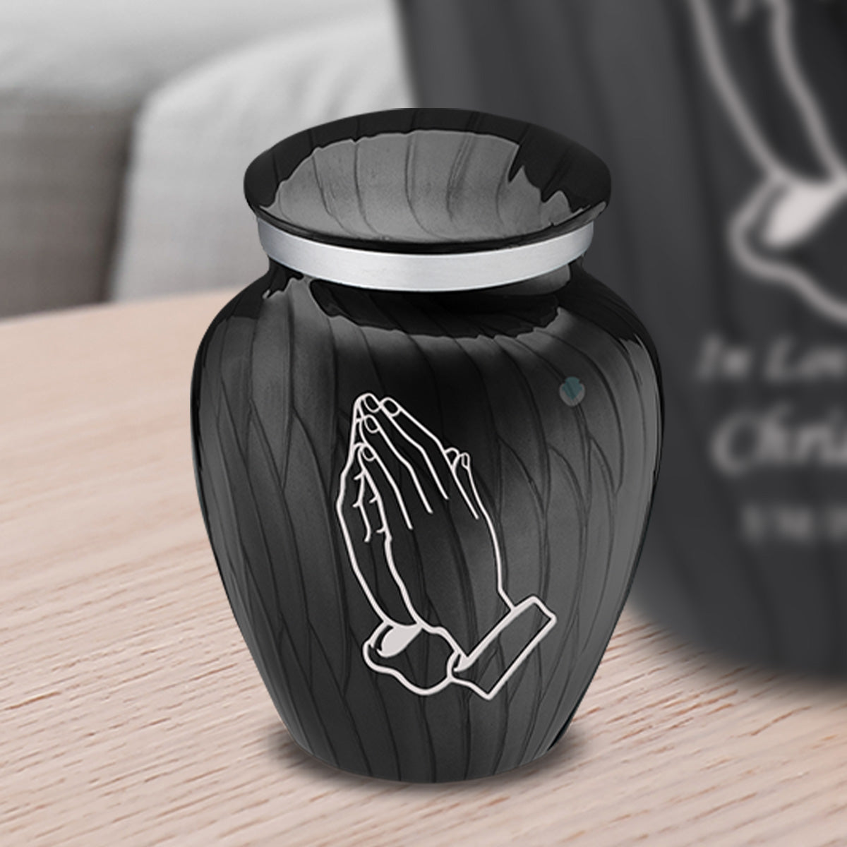 Keepsake Embrace Pearl Black Praying Hands Cremation Urn