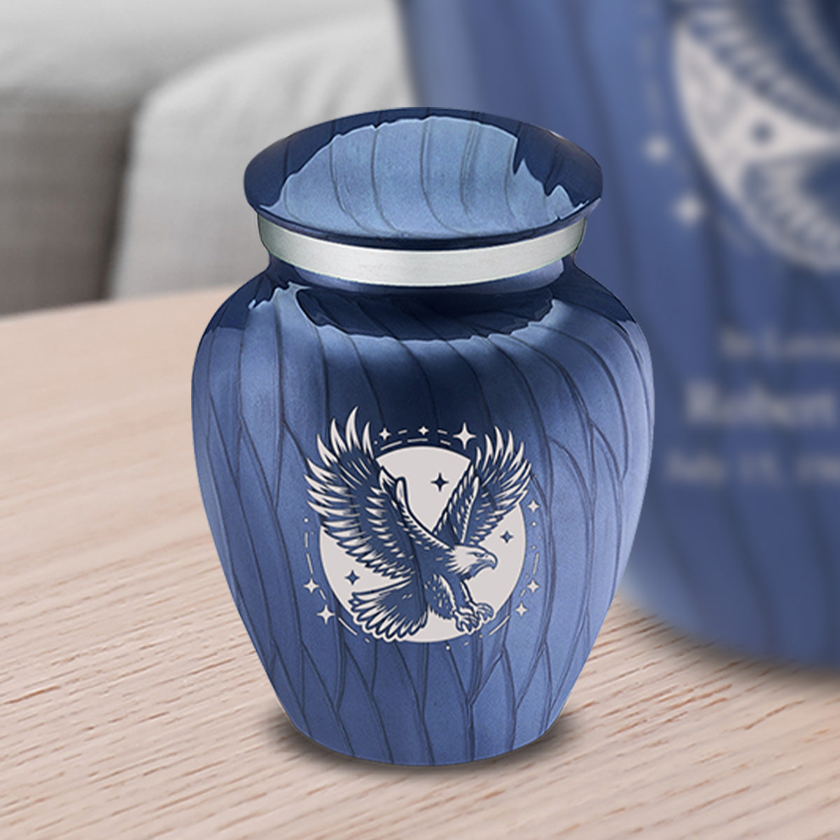 Keepsake Embrace Pearl Cobalt Blue Flying Eagle Cremation Urn
