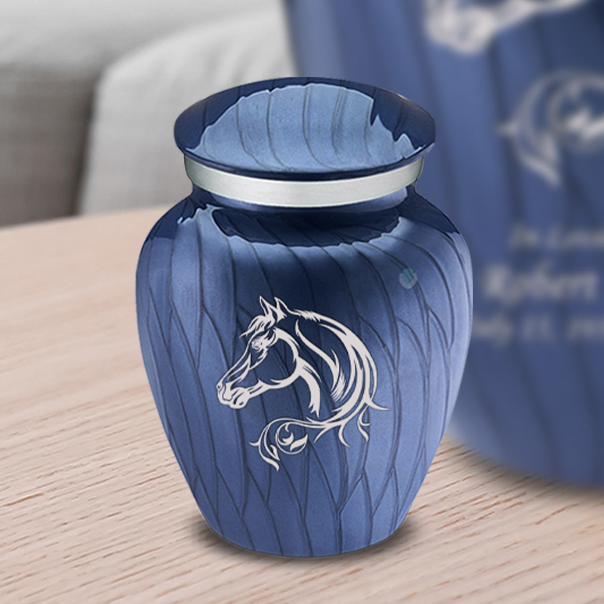 Keepsake Embrace Pearl Cobalt Blue Horse Cremation Urn