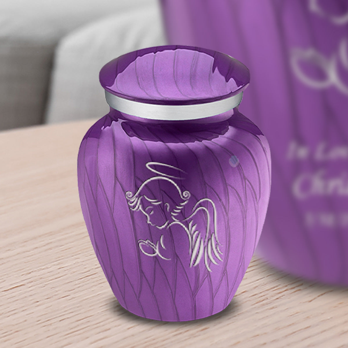 Keepsake Embrace Pearl Purple Angel Cremation Urn