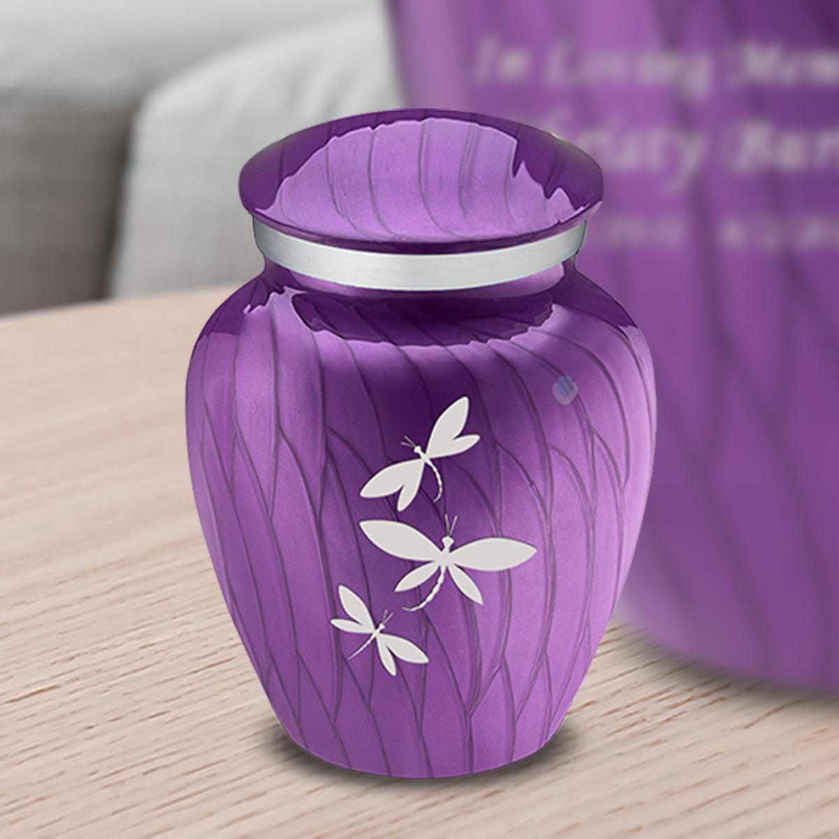 Keepsake Embrace Pearl Purple Dragonflies Cremation Urn