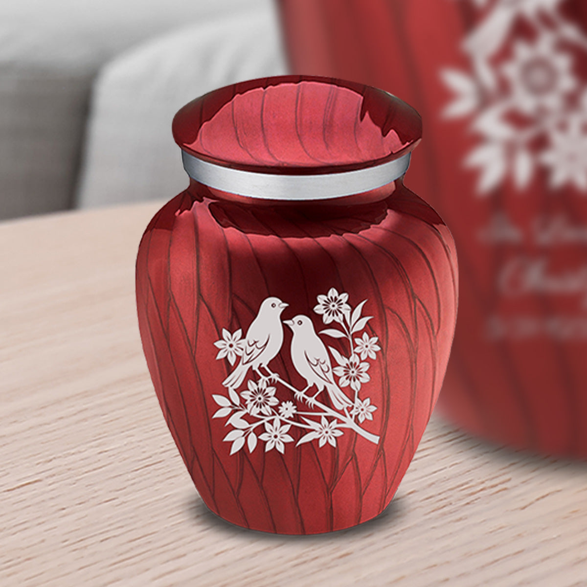 Keepsake Embrace Pearl Candy Red Songbirds Cremation Urn