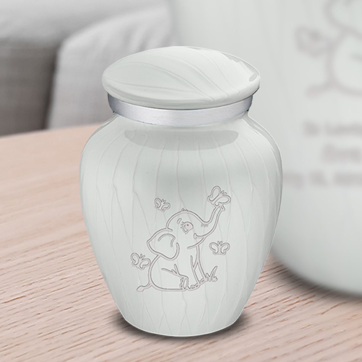 Keepsake Embrace Pearl White Elephant Butterflies Cremation Urn