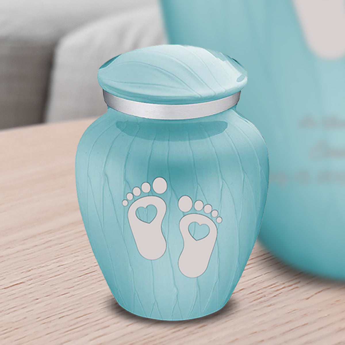 Keepsake Embrace Pearl Light Blue Loving Heart Feet Cremation Urn