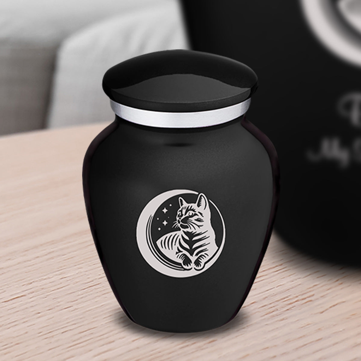 Keepsake Embrace Black Pet Cute Cat Cremation Urn