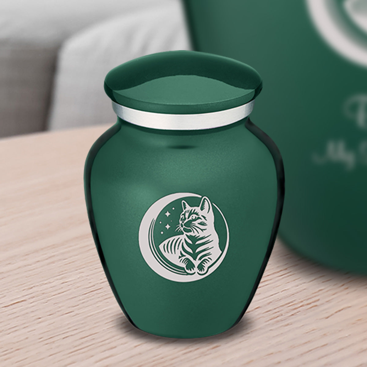 Keepsake Embrace Green Pet Cute Cat Cremation Urn