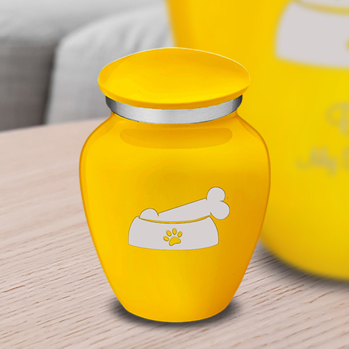 Keepsake Embrace Yellow Pet Dog Bone Cremation Urn