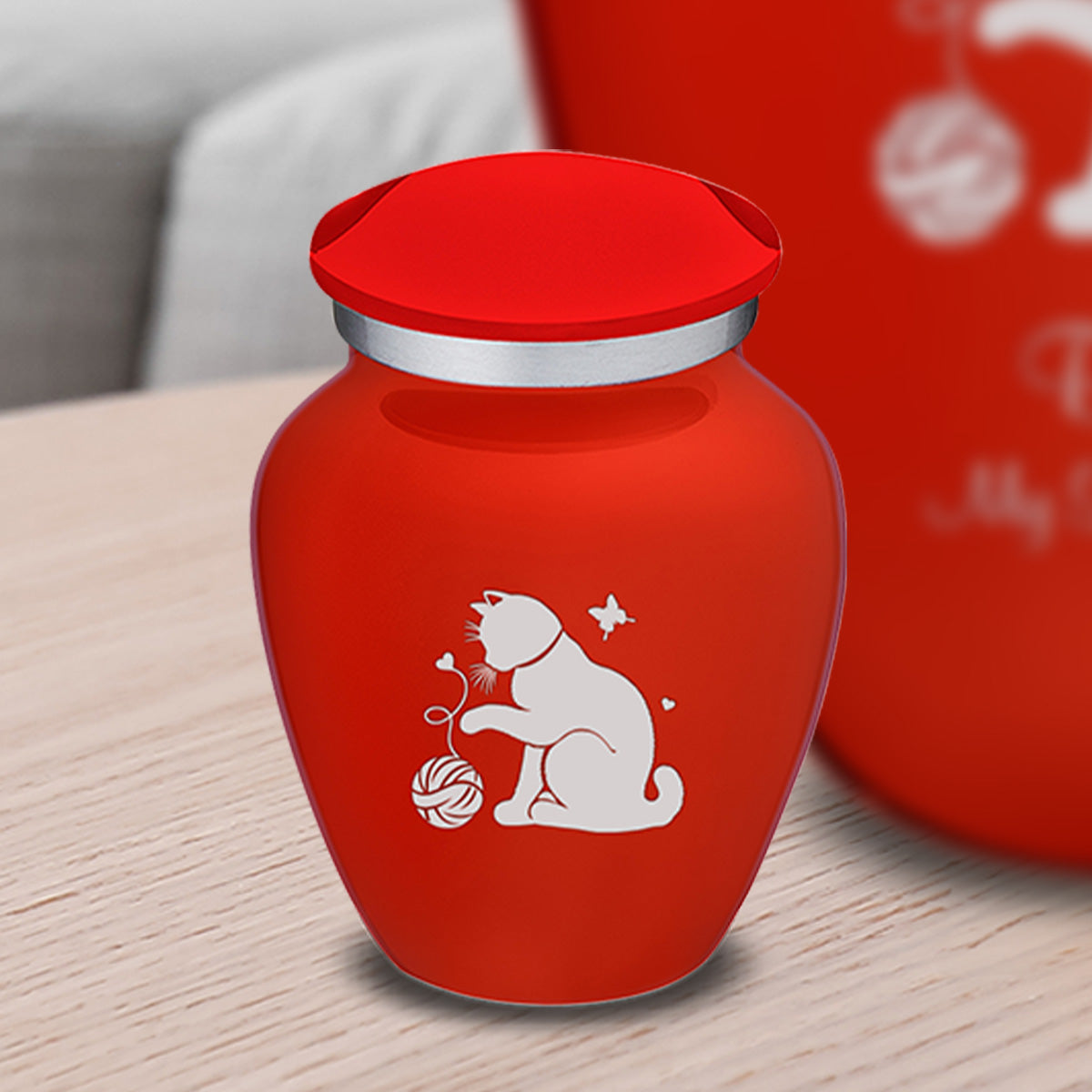 Keepsake Embrace Bright Red Pet Fun Cat Cremation Urn