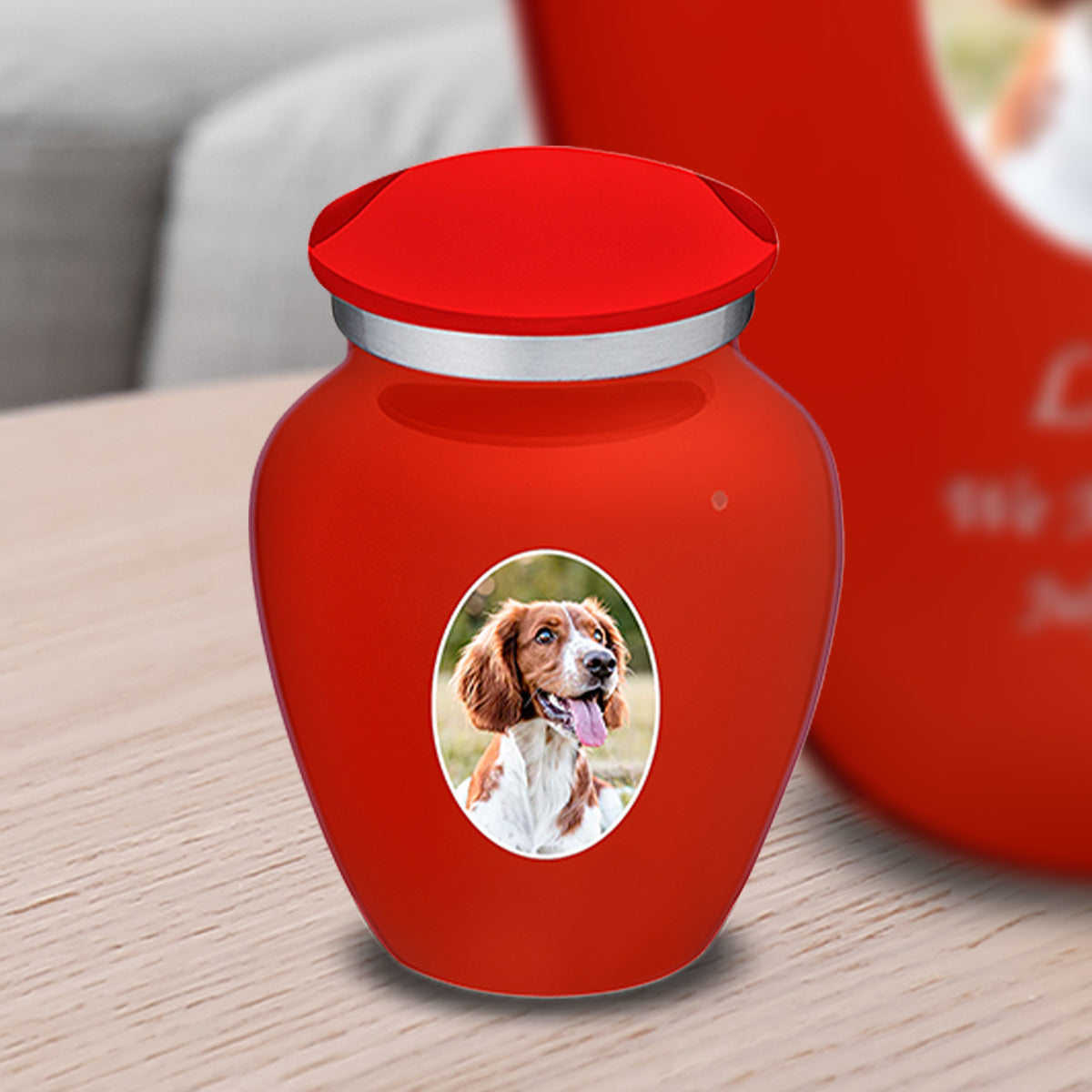 Keepsake Pet Embrace Bright Red Portrait Cremation Urn