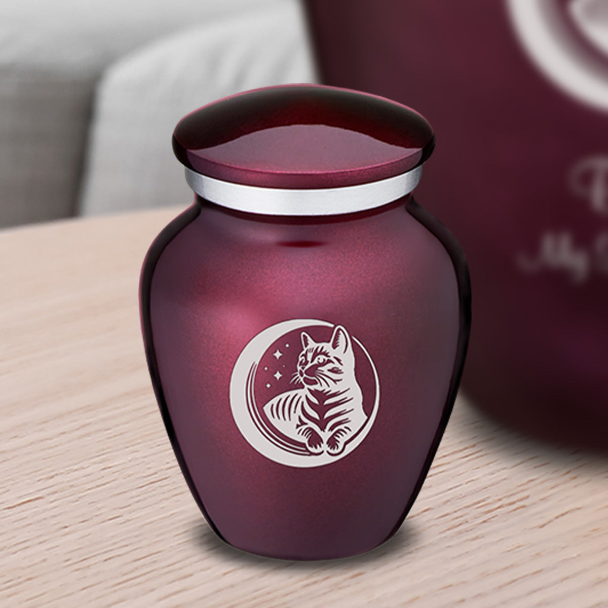 Keepsake Embrace Cherry Purple Pet Cute Cat Cremation Urn