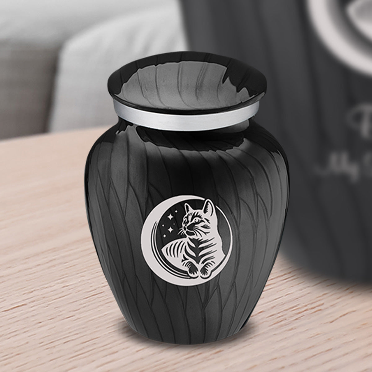 Keepsake Embrace Pearl Black Pet Cute Cat Cremation Urn