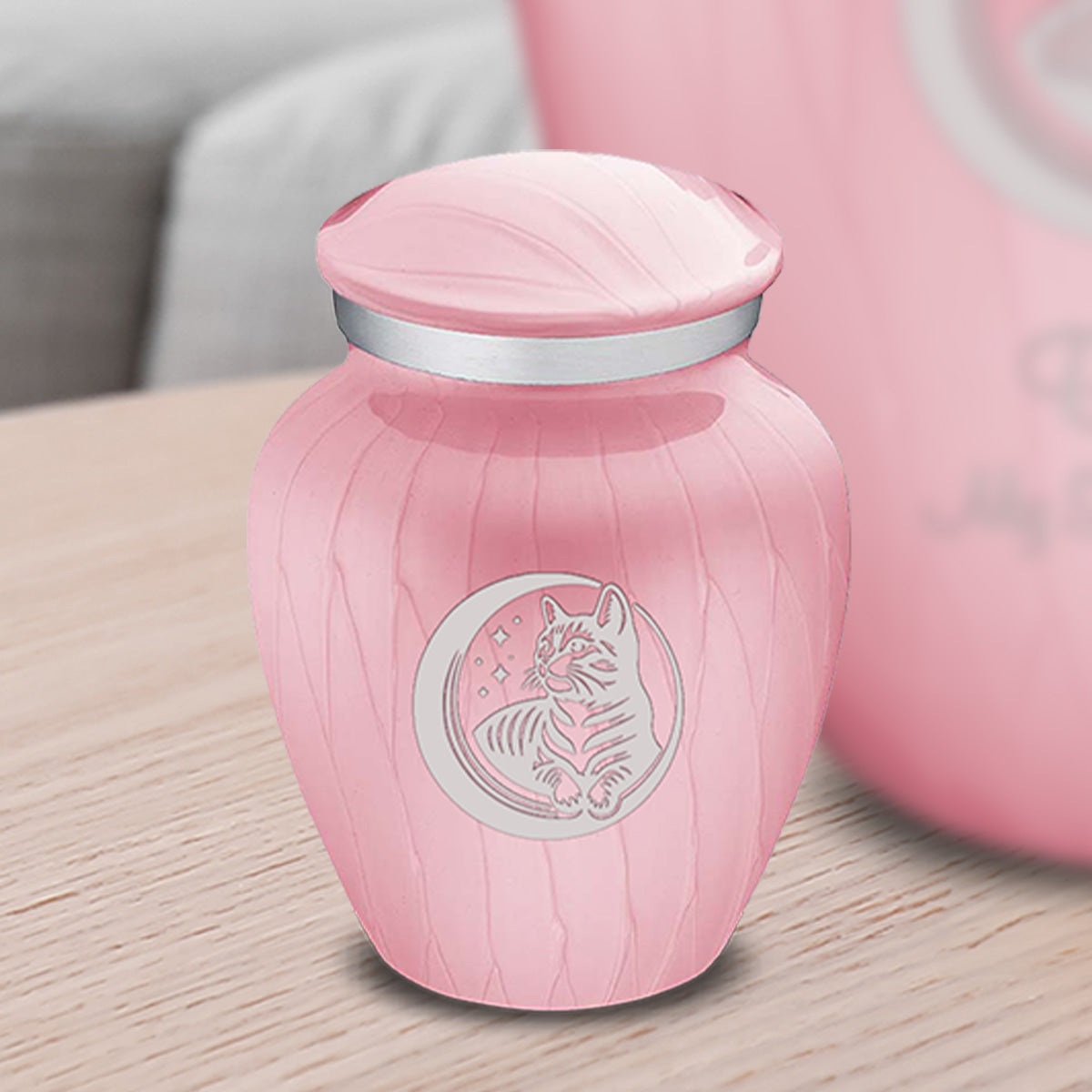 Keepsake Embrace Pearl Light Pink Pet Cute Cat Cremation Urn