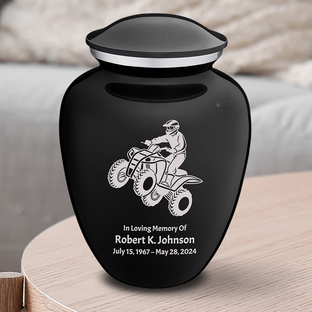 Medium Embrace Black ATV Cremation Urn
