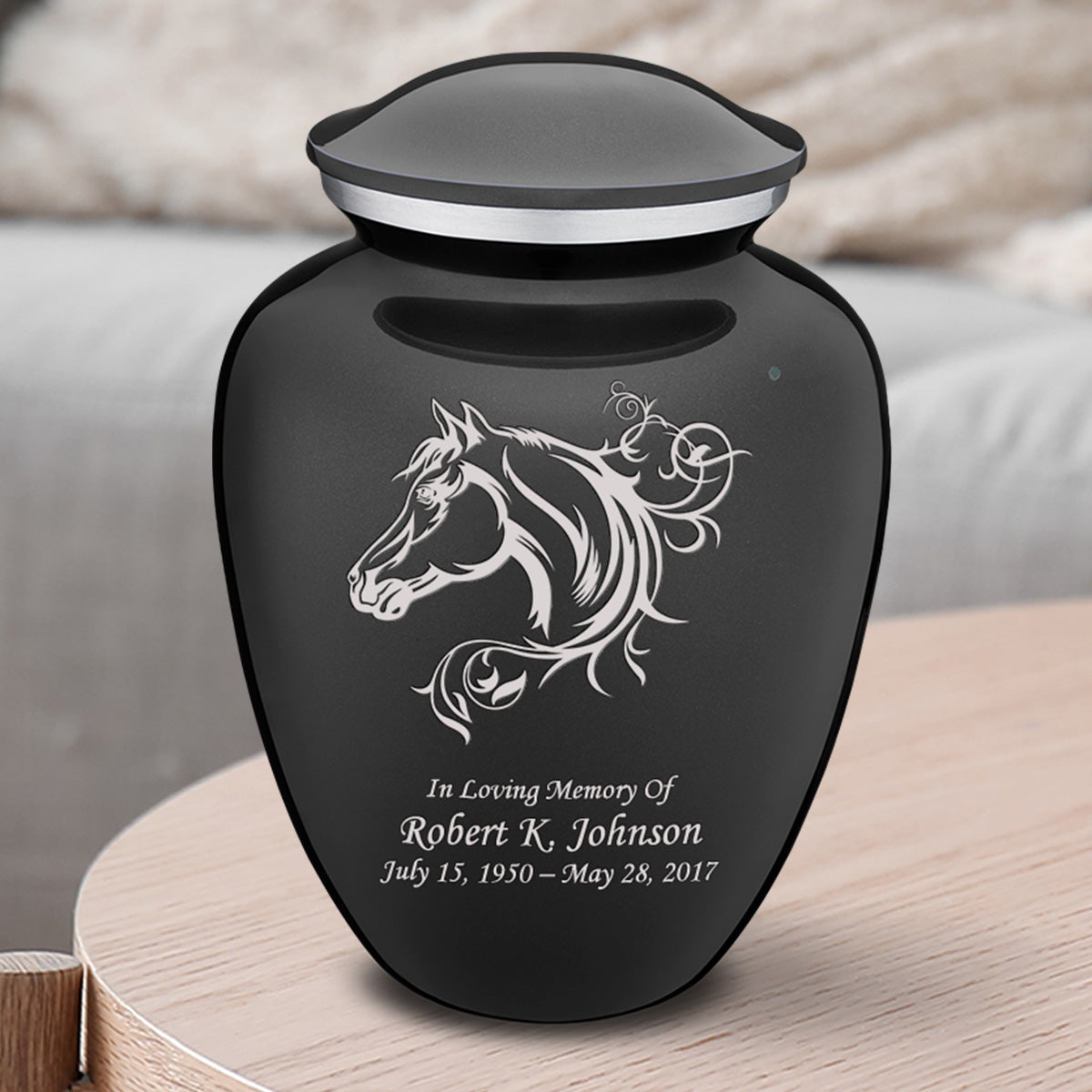 Medium Embrace Charcoal Horse Cremation Urn