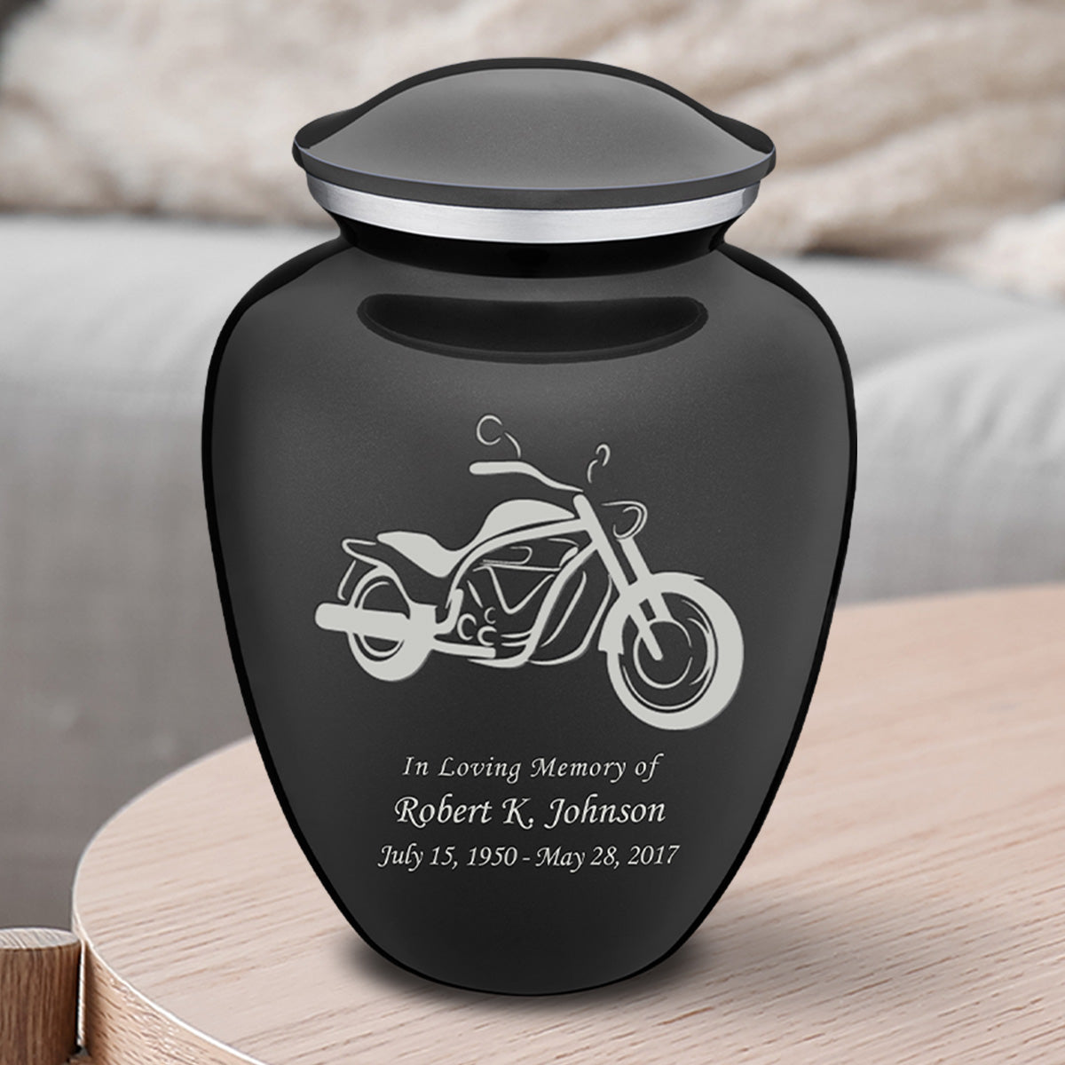Medium Embrace Charcoal Motorcycle Cremation Urn