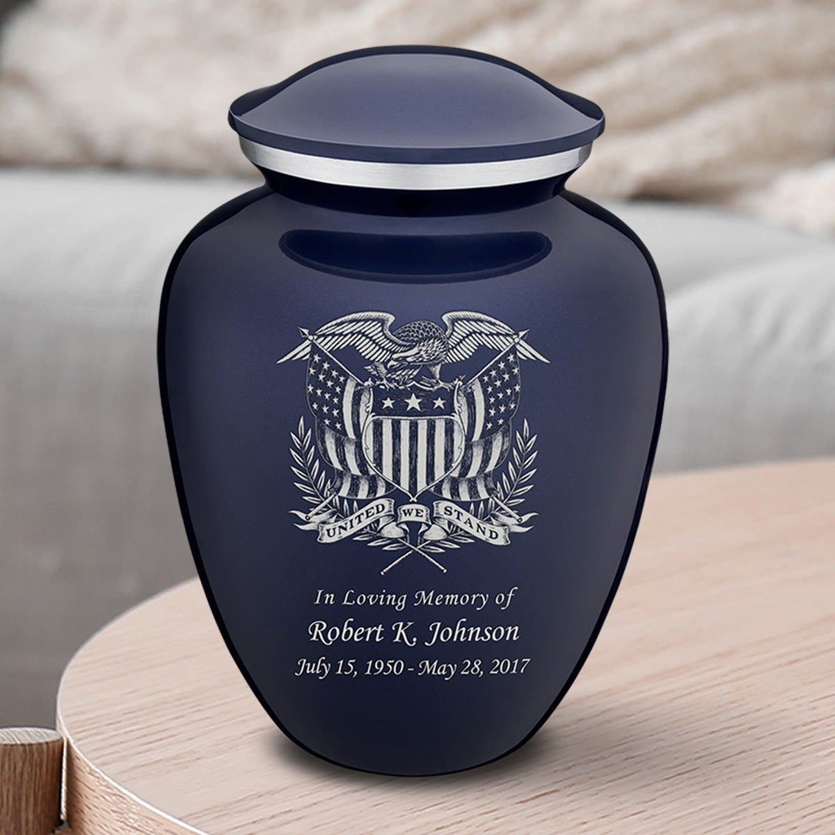 Medium Embrace Cobalt Blue American Glory Cremation Urn