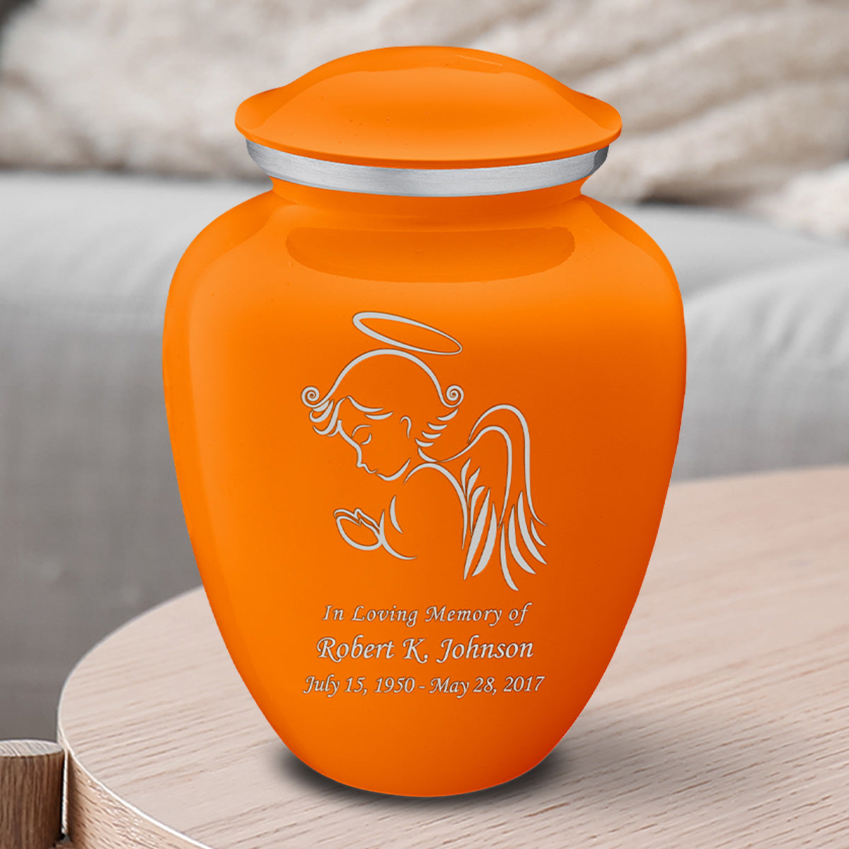 Medium Embrace Burnt Orange Angel Cremation Urn