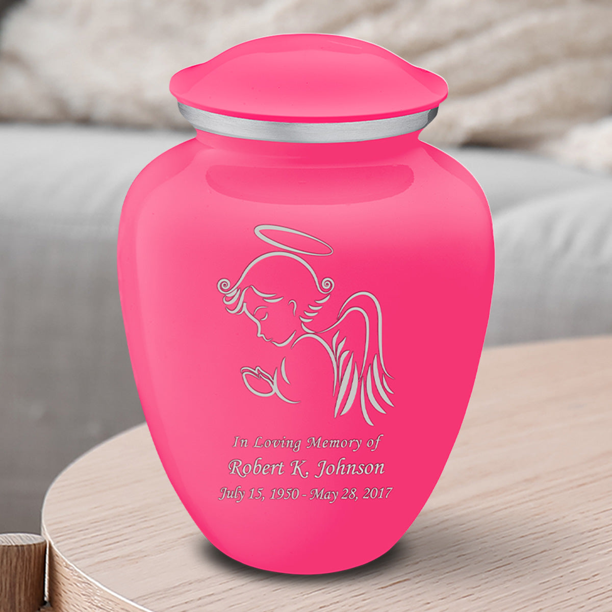 Medium Embrace Bright Pink Angel Cremation Urn