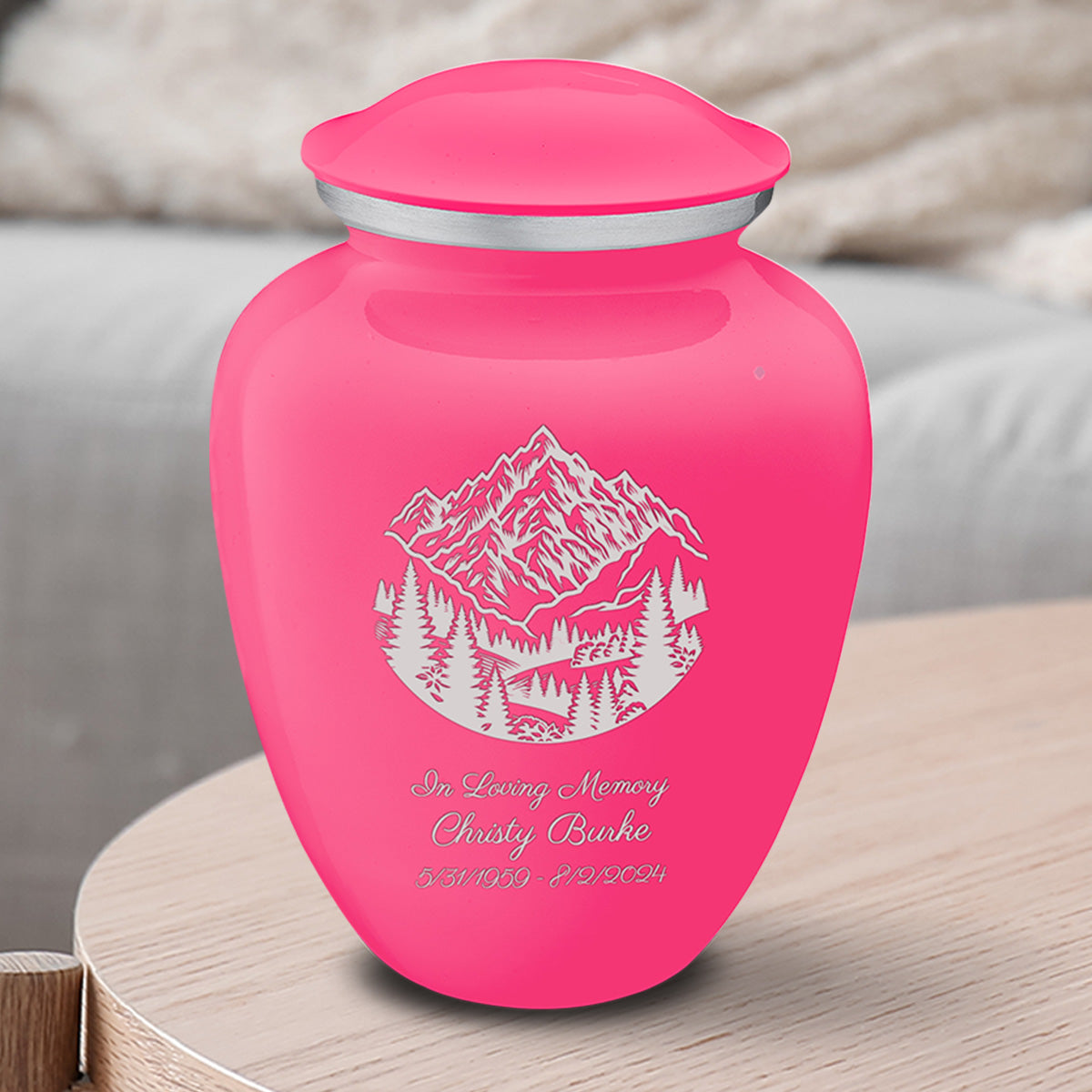 Medium Embrace Bright Pink Rocky Mountains Cremation Urn