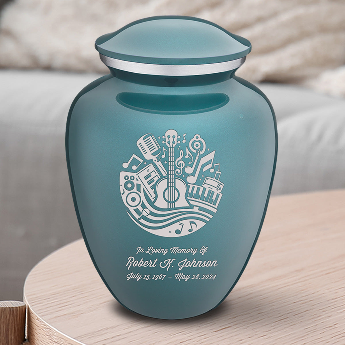 Medium Embrace Teal Music Cremation Urn