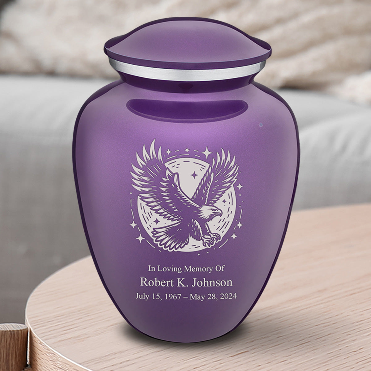Medium Embrace Purple Flying Eagle Cremation Urn