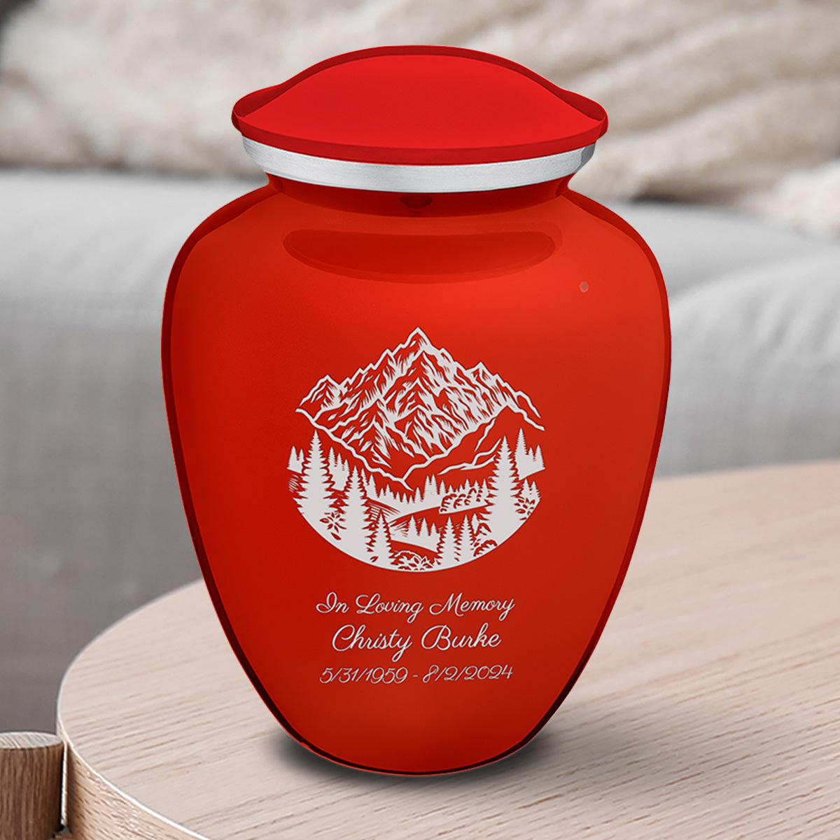 Medium Embrace Bright Red Rocky Mountains Cremation Urn