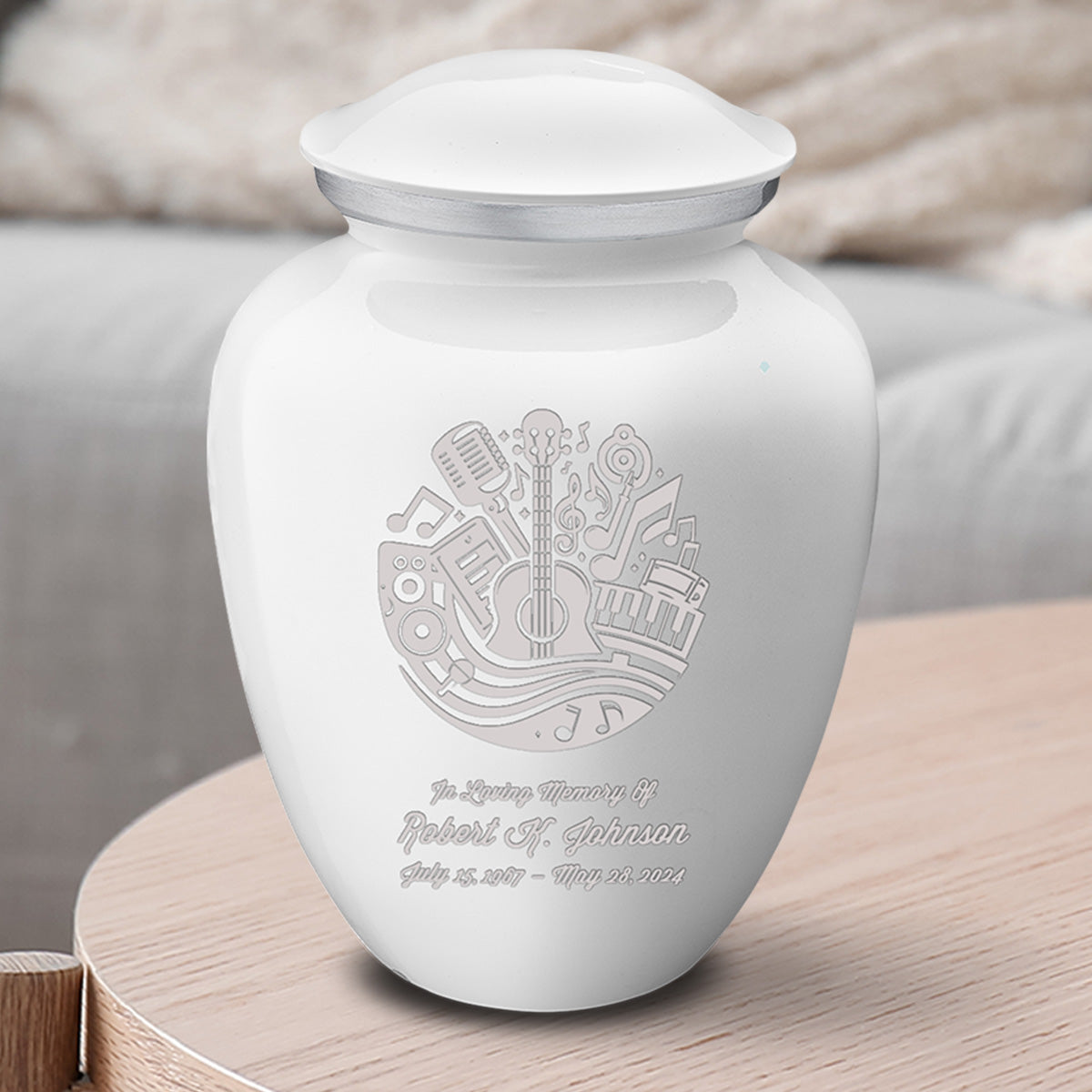 Medium Embrace White Music Cremation Urn