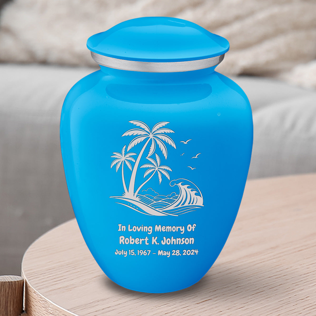 Medium Embrace Racing Blue Palm Beach Cremation Urn