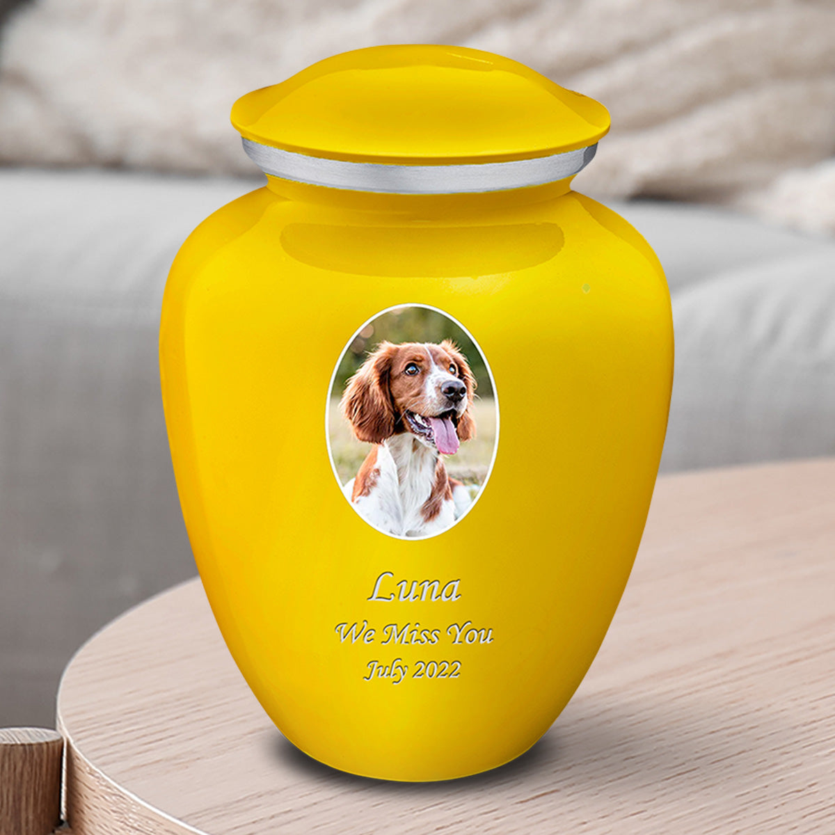 Medium Pet Embrace Yellow Portrait Cremation Urn