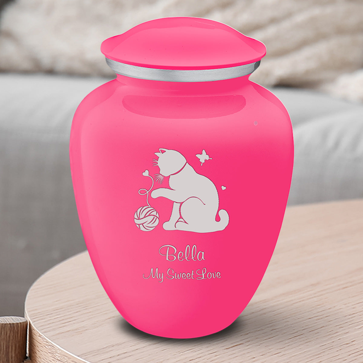 Medium Embrace Bright Pink Pet Fun Cat Cremation Urn