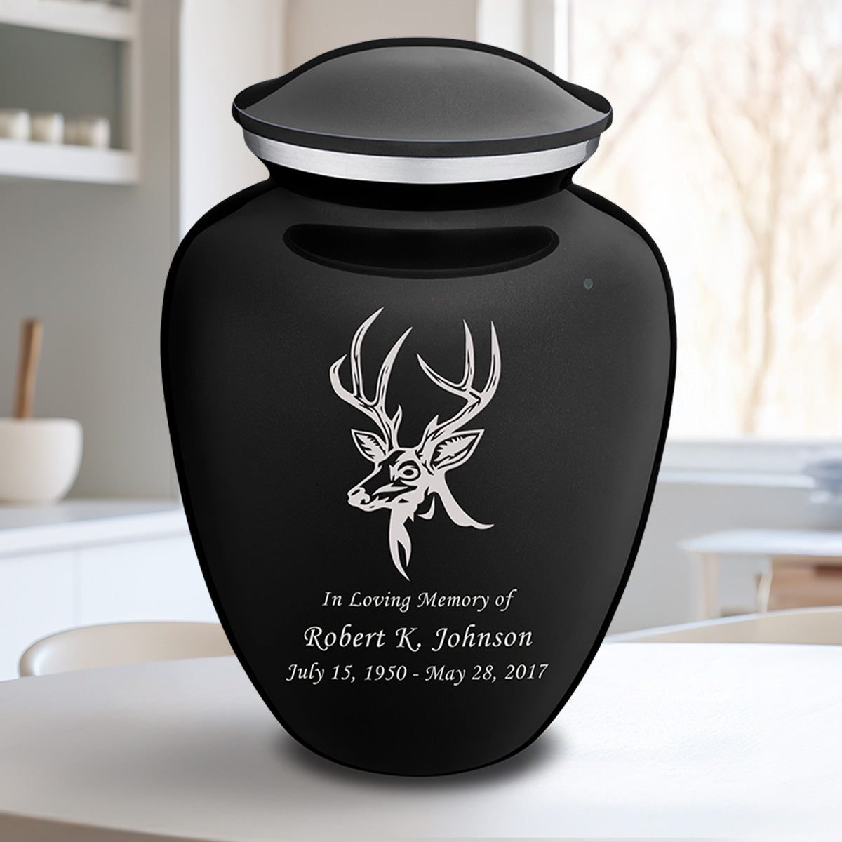 Adult Embrace Black Deer Cremation Urn