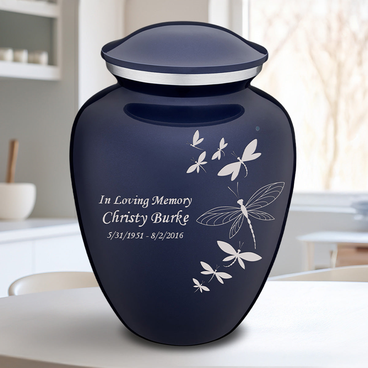 Adult Embrace Cobalt Blue Dragonflies Cremation Urn