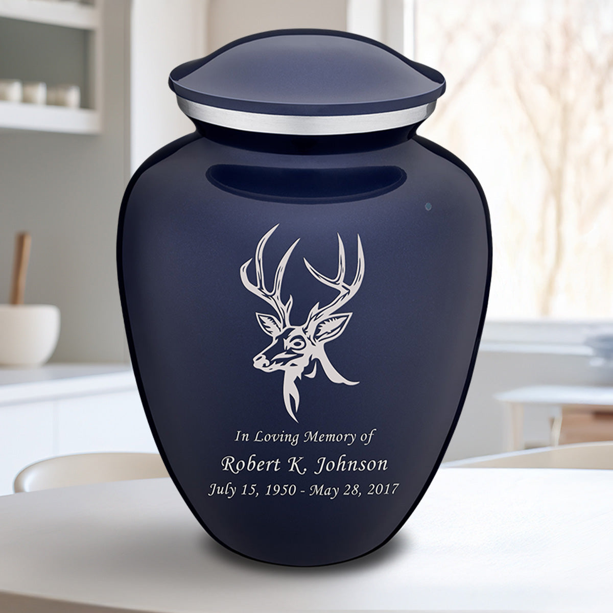 Adult Embrace Cobalt Blue Deer Cremation Urn