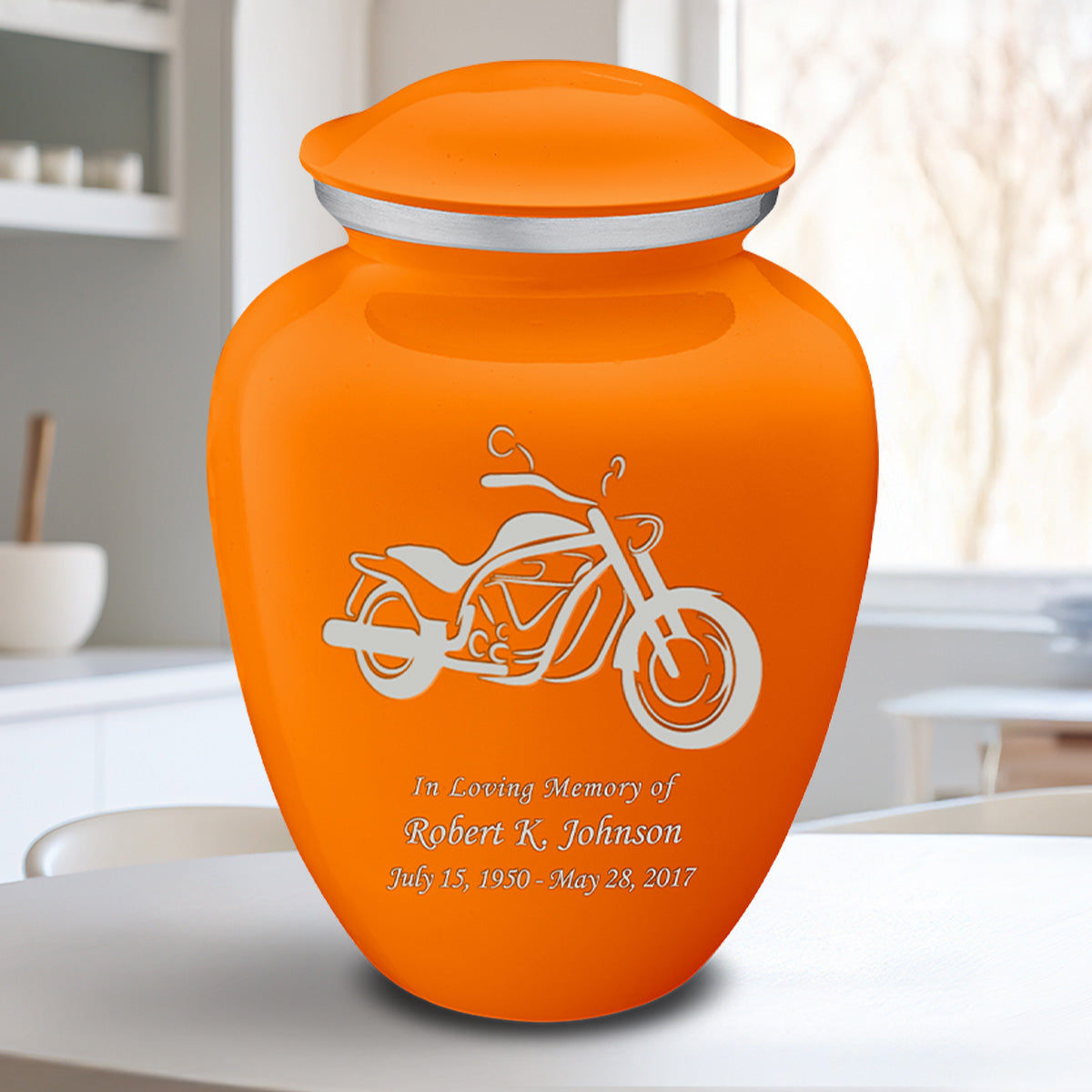 Adult Embrace Burnt Orange Motorcycle Cremation Urn