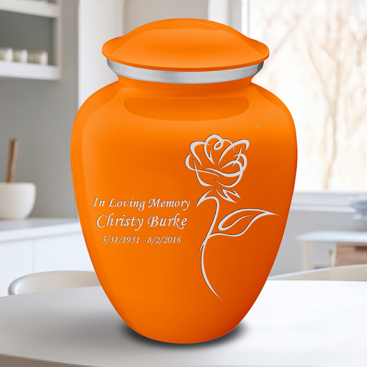 Adult Embrace Burnt Orange Rose Cremation Urn