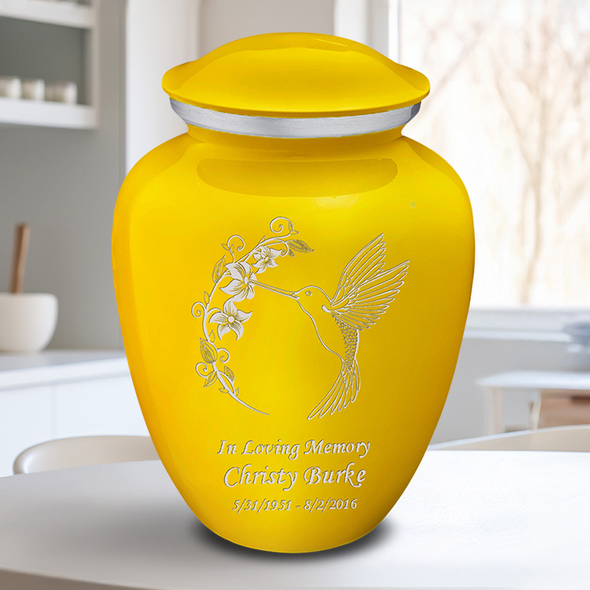 Adult Embrace Yellow Hummingbird Cremation Urn